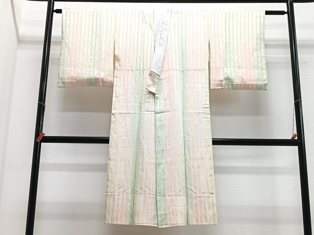 平和屋着物■長襦袢　袷　縞　正絹　逸品　CABG6793xe