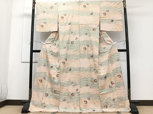 平和屋着物■上質な小紋　降臨舞蝶文　金彩　ロング丈　正絹　逸品　未使用　CABG6803xi