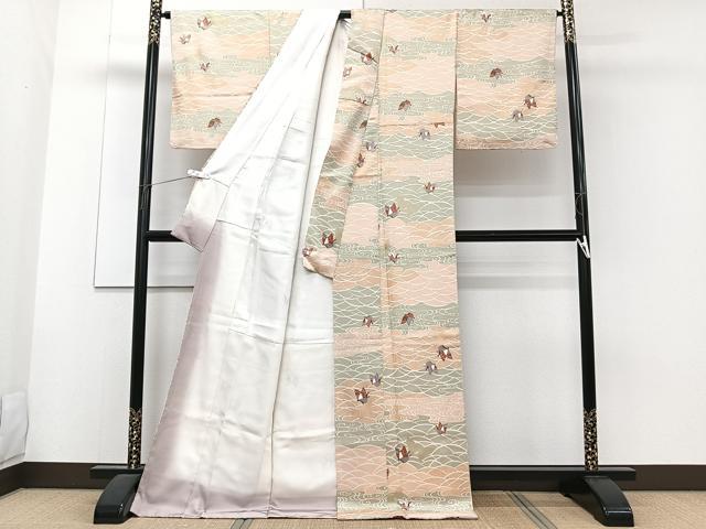 平和屋着物■上質な小紋　降臨舞蝶文　金彩　ロング丈　正絹　逸品　未使用　CABG6803xi
