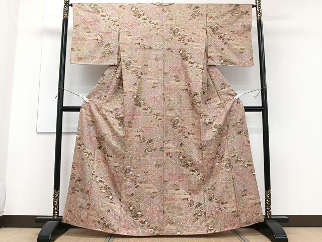 平和屋着物■上質な小紋　絵霞花蝶文　金彩　正絹　逸品　CABG6805xi