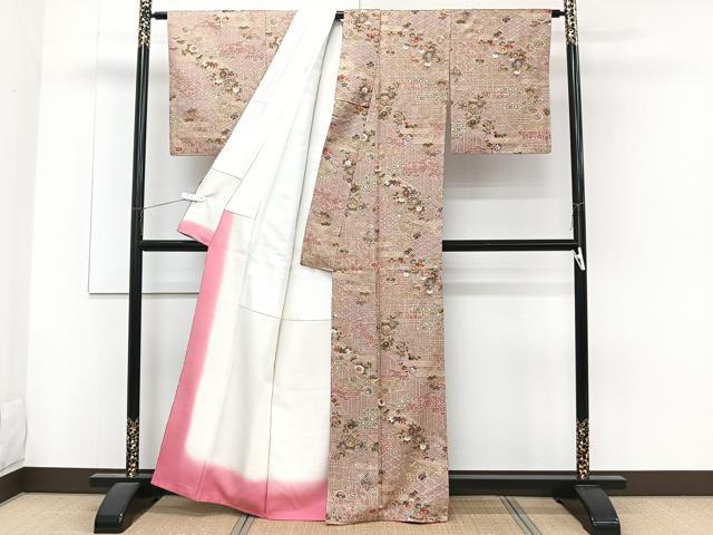 平和屋着物■上質な小紋　絵霞花蝶文　金彩　正絹　逸品　CABG6805xi