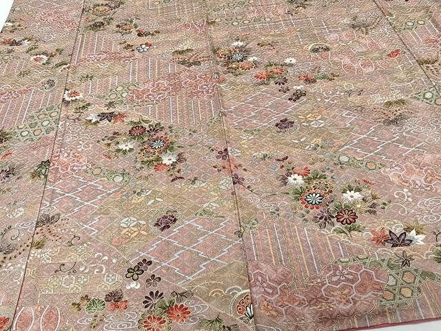 平和屋着物■上質な小紋　絵霞花蝶文　金彩　正絹　逸品　CABG6805xi