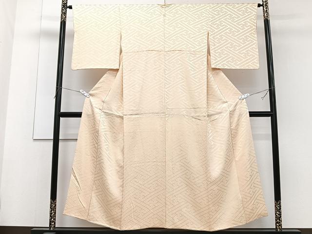 平和屋着物■上質な色無地　幾何学地紋　肌色　正絹　逸品　CABG6808xi