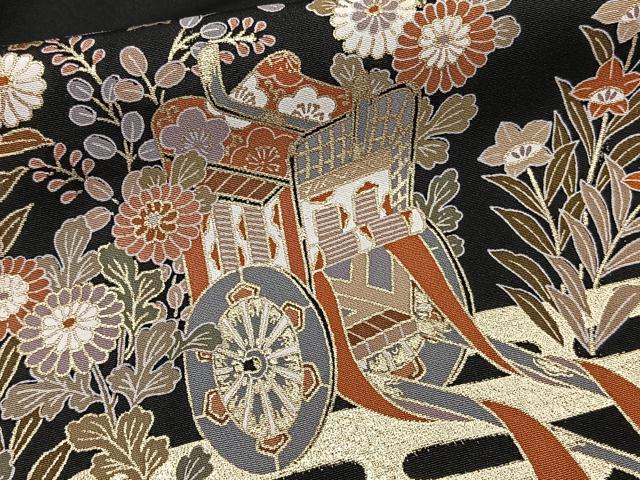 平和屋着物■黒留袖　波車松花文　金彩　洗える着物　CABG6811xi