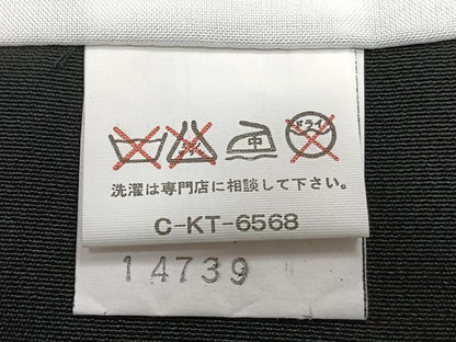 平和屋着物■黒留袖　波車松花文　金彩　洗える着物　CABG6811xi