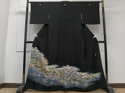 平和屋着物■豪華黒留袖　作家物　立波枝松文　金彩　正絹　逸品　CABG6814xi