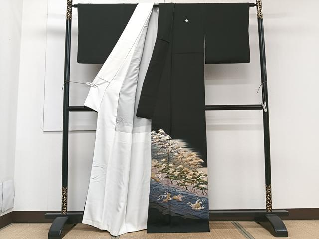 平和屋着物■豪華黒留袖　作家物　立波枝松文　金彩　正絹　逸品　CABG6814xi