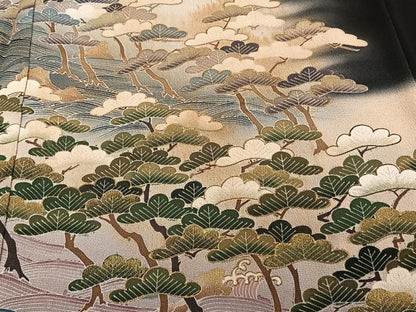 平和屋着物■豪華黒留袖　作家物　立波枝松文　金彩　正絹　逸品　CABG6814xi