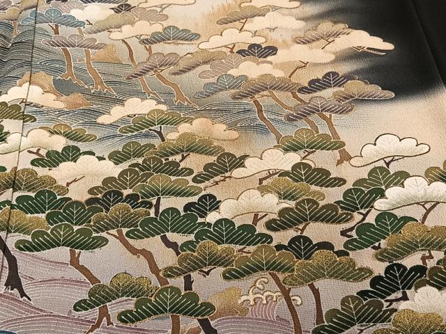 平和屋着物■豪華黒留袖　作家物　立波枝松文　金彩　正絹　逸品　CABG6814xi