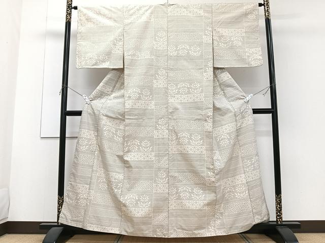 平和屋着物■上質な紬　横段花文　正絹　逸品　CABG6815xi