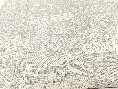 平和屋着物■上質な紬　横段花文　正絹　逸品　CABG6815xi