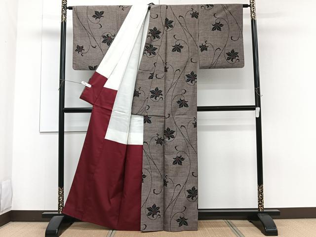 平和屋着物■上質な紬　花唐草文　正絹　逸品　CABG6821xi