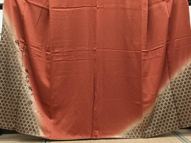 平和屋着物■色留訪問着　刺繍　籬枝垂れ花文　金彩　正絹　逸品　CABG6822xi