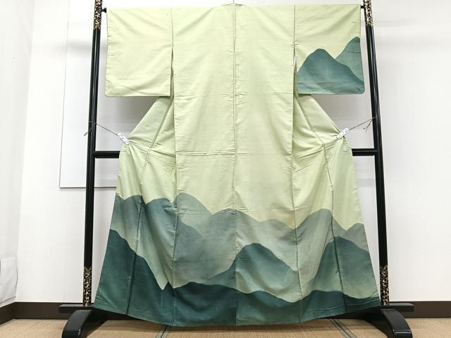 平和屋着物■訪問着　紬地　遠山文　暈し染め　正絹　逸品　CABG6823xi