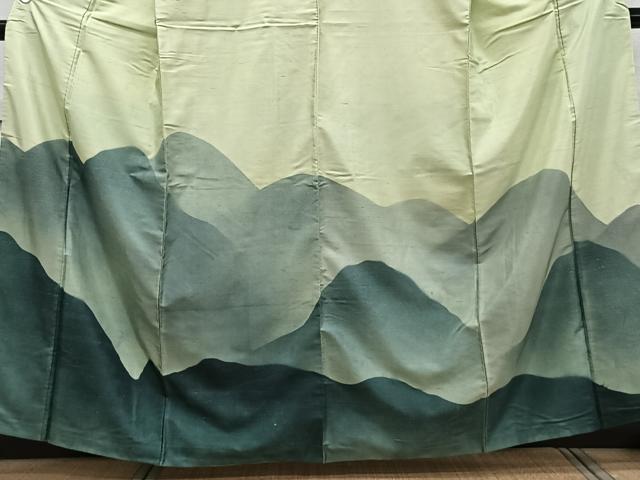 平和屋着物■訪問着　紬地　遠山文　暈し染め　正絹　逸品　CABG6823xi
