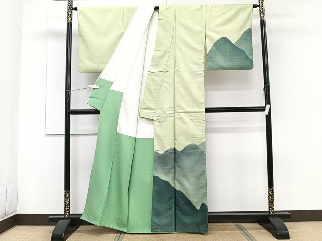 平和屋着物■訪問着　紬地　遠山文　暈し染め　正絹　逸品　CABG6823xi