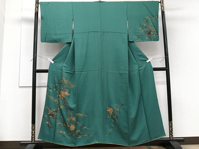 平和屋着物■訪問着　雲取り枝垂れ雪輪花文　金彩　正絹　逸品　CABG6825xi