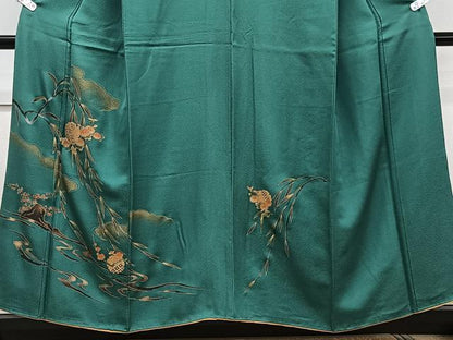 平和屋着物■訪問着　雲取り枝垂れ雪輪花文　金彩　正絹　逸品　CABG6825xi