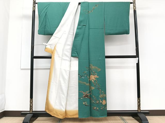 平和屋着物■訪問着　雲取り枝垂れ雪輪花文　金彩　正絹　逸品　CABG6825xi