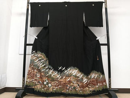 平和屋着物■豪華黒留袖　作家物　駒刺繍　本金箔　飛鳥風景文　正絹　逸品　CABG6831xi