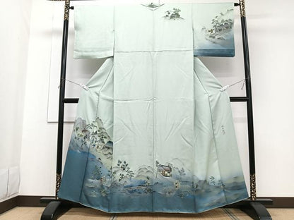 平和屋着物■訪問着　作家物　手描き　人物風景文　暈し染め　正絹　逸品　CABG6832xi