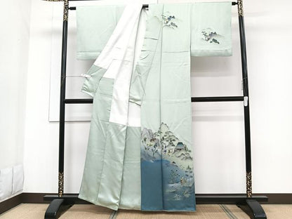 平和屋着物■訪問着　作家物　手描き　人物風景文　暈し染め　正絹　逸品　CABG6832xi