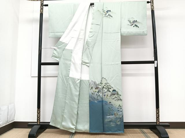 平和屋着物■訪問着　作家物　手描き　人物風景文　暈し染め　正絹　逸品　CABG6832xi