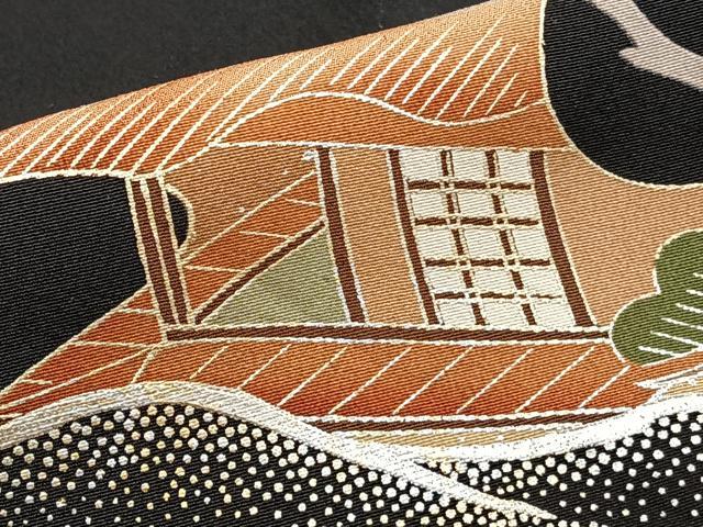 平和屋着物■豪華黒留袖　駒刺繍　籬車花文　金銀彩　正絹　逸品　CABG6833xi