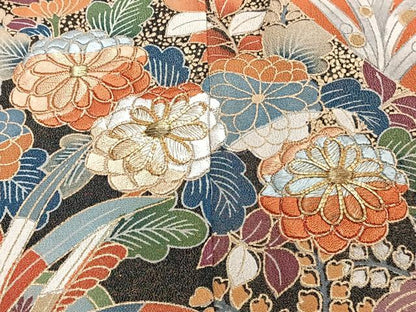 平和屋着物■豪華黒留袖　駒刺繍　道長花鳥文　金彩　正絹　逸品　CABG6835xi