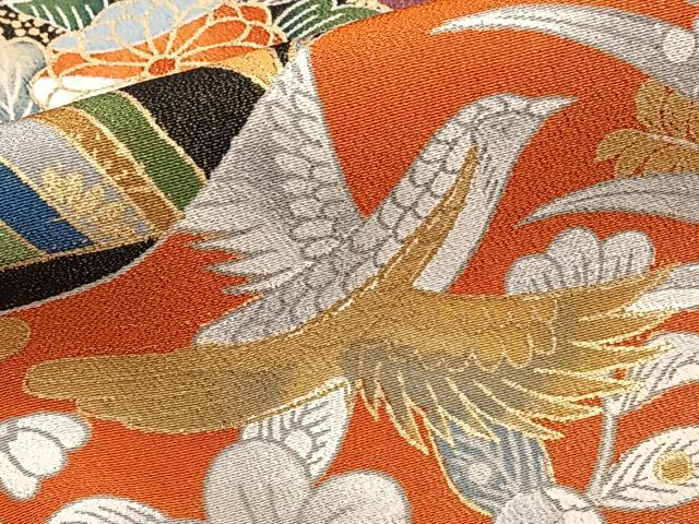 平和屋着物■豪華黒留袖　駒刺繍　道長花鳥文　金彩　正絹　逸品　CABG6835xi