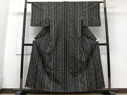 平和屋着物■小紋　間道草花文　洗える着物　CABG6838xi