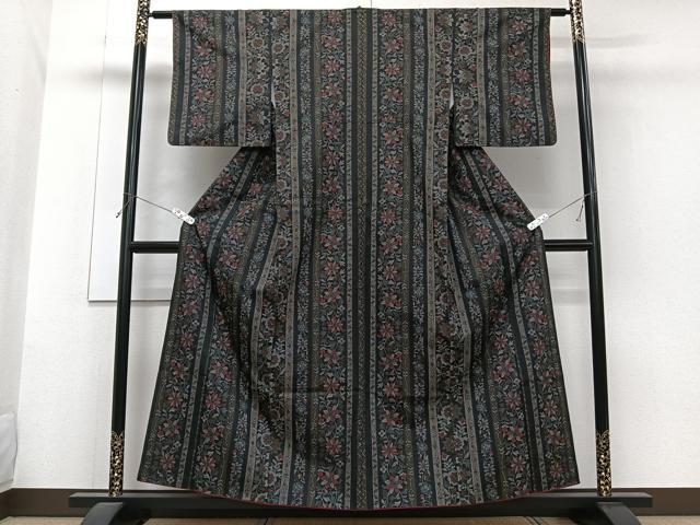 平和屋着物■小紋　間道草花文　洗える着物　CABG6838xi