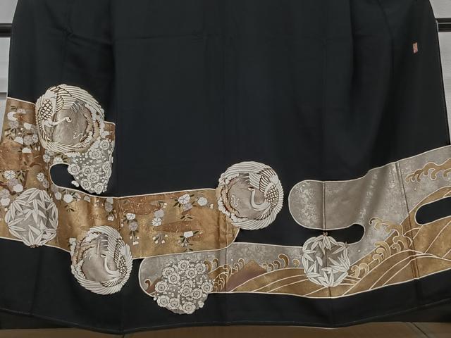平和屋着物■豪華黒留袖　作家物　駒刺繍　飛鳥丸花文　金彩　正絹　逸品　CABG6839xi