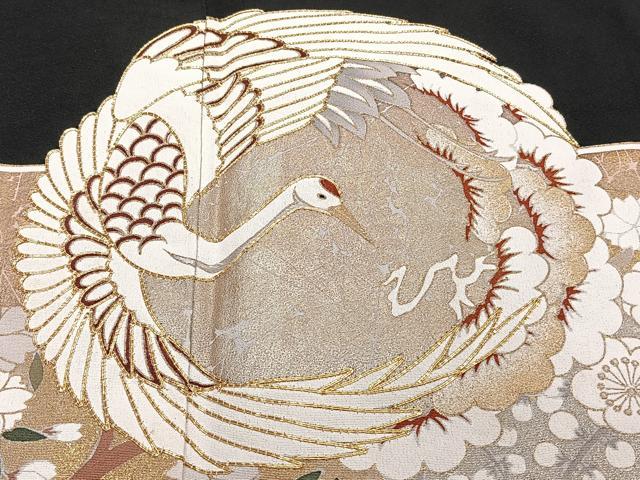 平和屋着物■豪華黒留袖　作家物　駒刺繍　飛鳥丸花文　金彩　正絹　逸品　CABG6839xi