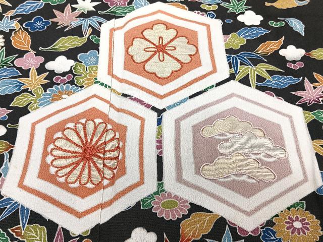 平和屋着物■豪華黒留袖　刺繍　亀甲花文　松竹梅　金彩　正絹　逸品　CABG6842xi