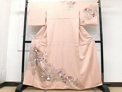 平和屋着物■訪問着　扇冊子花文　金彩　正絹　逸品　CABG6843xi