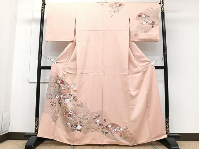 平和屋着物■訪問着　扇冊子花文　金彩　正絹　逸品　CABG6843xi