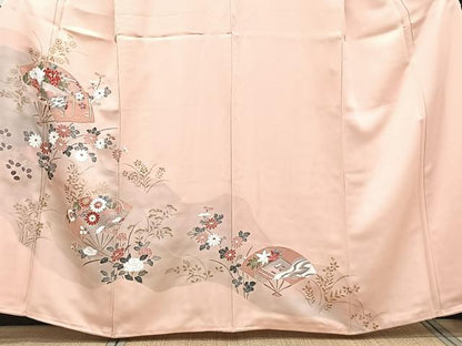 平和屋着物■訪問着　扇冊子花文　金彩　正絹　逸品　CABG6843xi