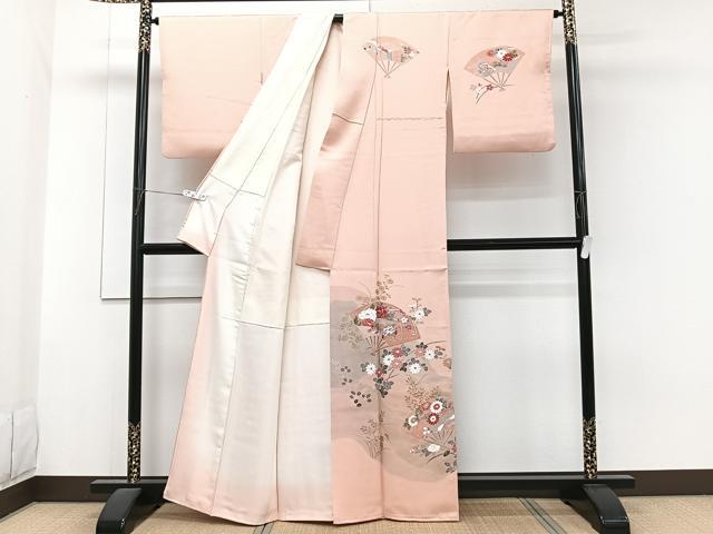 平和屋着物■訪問着　扇冊子花文　金彩　正絹　逸品　CABG6843xi