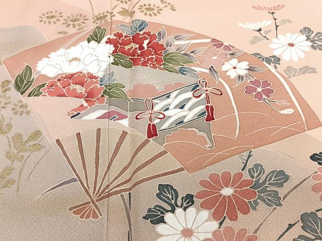 平和屋着物■訪問着　扇冊子花文　金彩　正絹　逸品　CABG6843xi