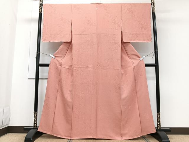 平和屋着物■上質な色無地　花唐草地紋　真諸色　正絹　逸品　未使用　CABG6844xi