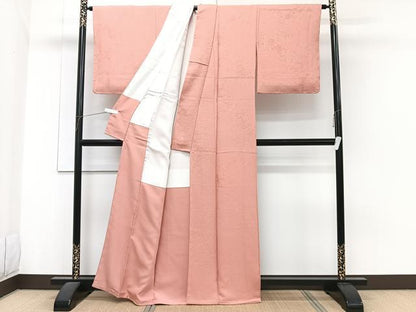 平和屋着物■上質な色無地　花唐草地紋　真諸色　正絹　逸品　未使用　CABG6844xi