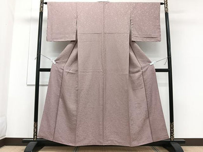 平和屋着物■上質な色無地　花唐草地紋　梅鼠色　正絹　逸品　CABG6846xi