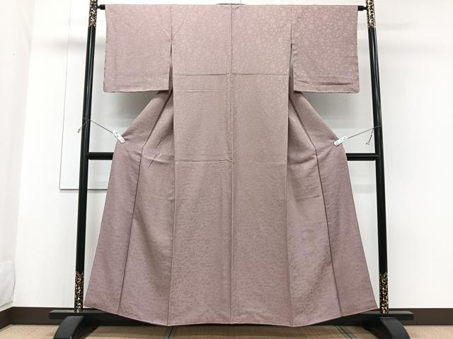 平和屋着物■上質な色無地　花唐草地紋　梅鼠色　正絹　逸品　CABG6846xi