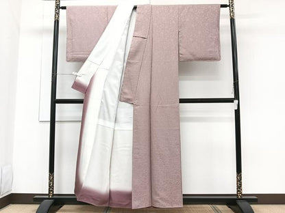 平和屋着物■上質な色無地　花唐草地紋　梅鼠色　正絹　逸品　CABG6846xi