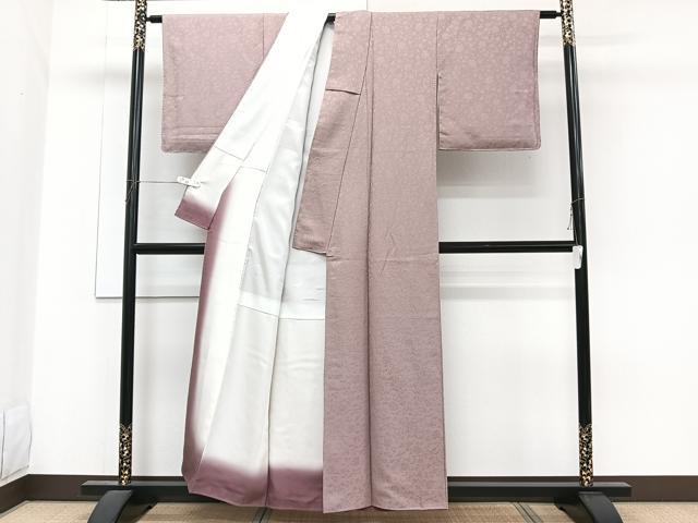 平和屋着物■上質な色無地　花唐草地紋　梅鼠色　正絹　逸品　CABG6846xi