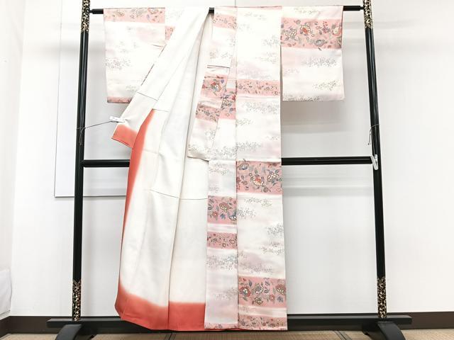 平和屋着物■上質な小紋　横段花唐草文　金銀彩　正絹　逸品　CABG6847xi