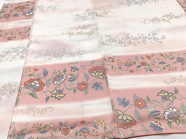 平和屋着物■上質な小紋　横段花唐草文　金銀彩　正絹　逸品　CABG6847xi