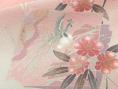平和屋着物■訪問着　冊子鳳凰花文　暈し染め　金彩　正絹　逸品　CABG6849xi