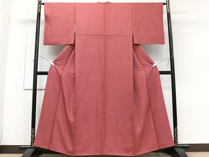 平和屋着物■上質な色無地　幾何学地紋　今様色　正絹　逸品　CABG6851xi